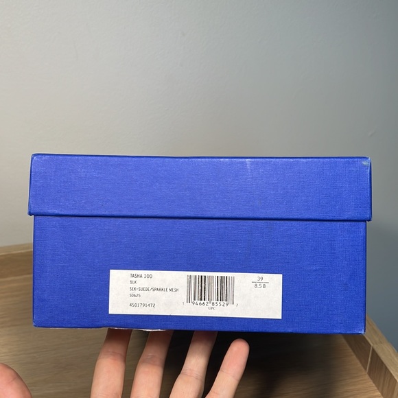 Worn twice Stuart Weitzman Tasha 100 mesh suede pointed sparkle heels 8.5 box - Picture 3 of 15